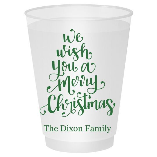 Hand Lettered We Wish You A Merry Christmas Shatterproof Cups